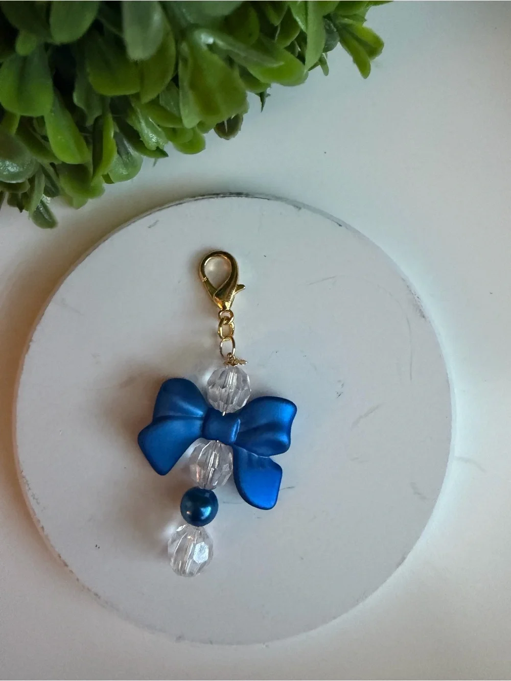 Blue Bow Charm Key & Card Holder Accessory